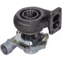 Side view of TO4B74 Turbocharger with actuator and mounting flanges