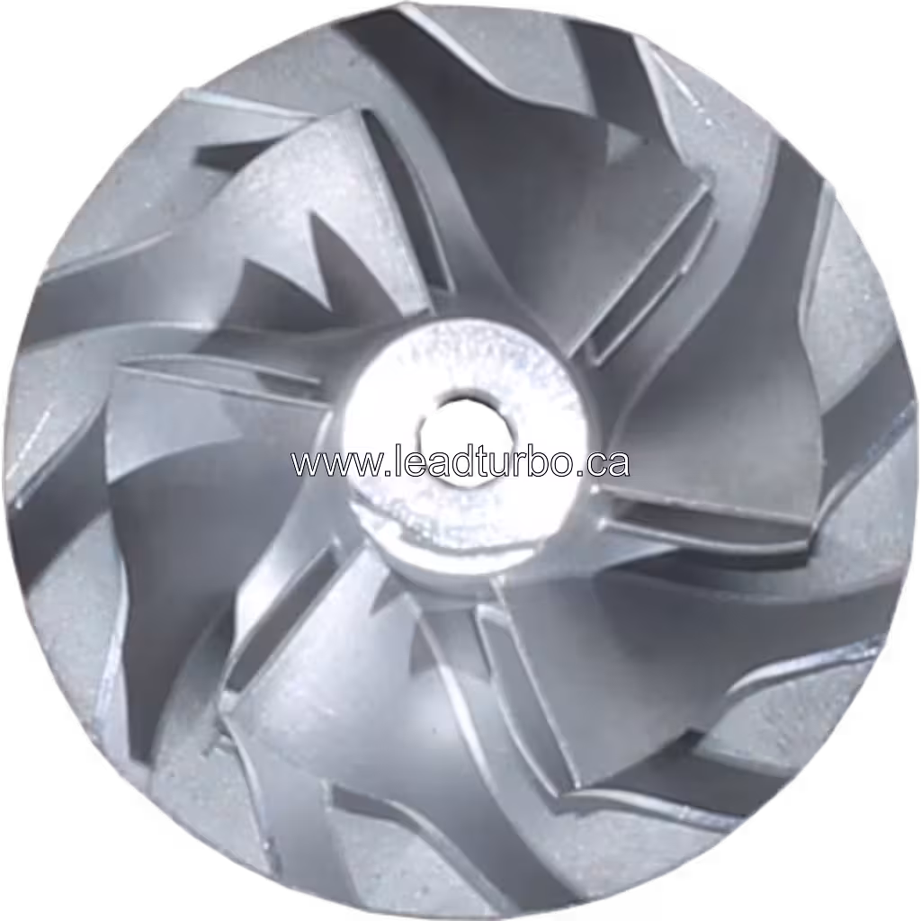 Vue de face de la roue de compresseur en aluminium
