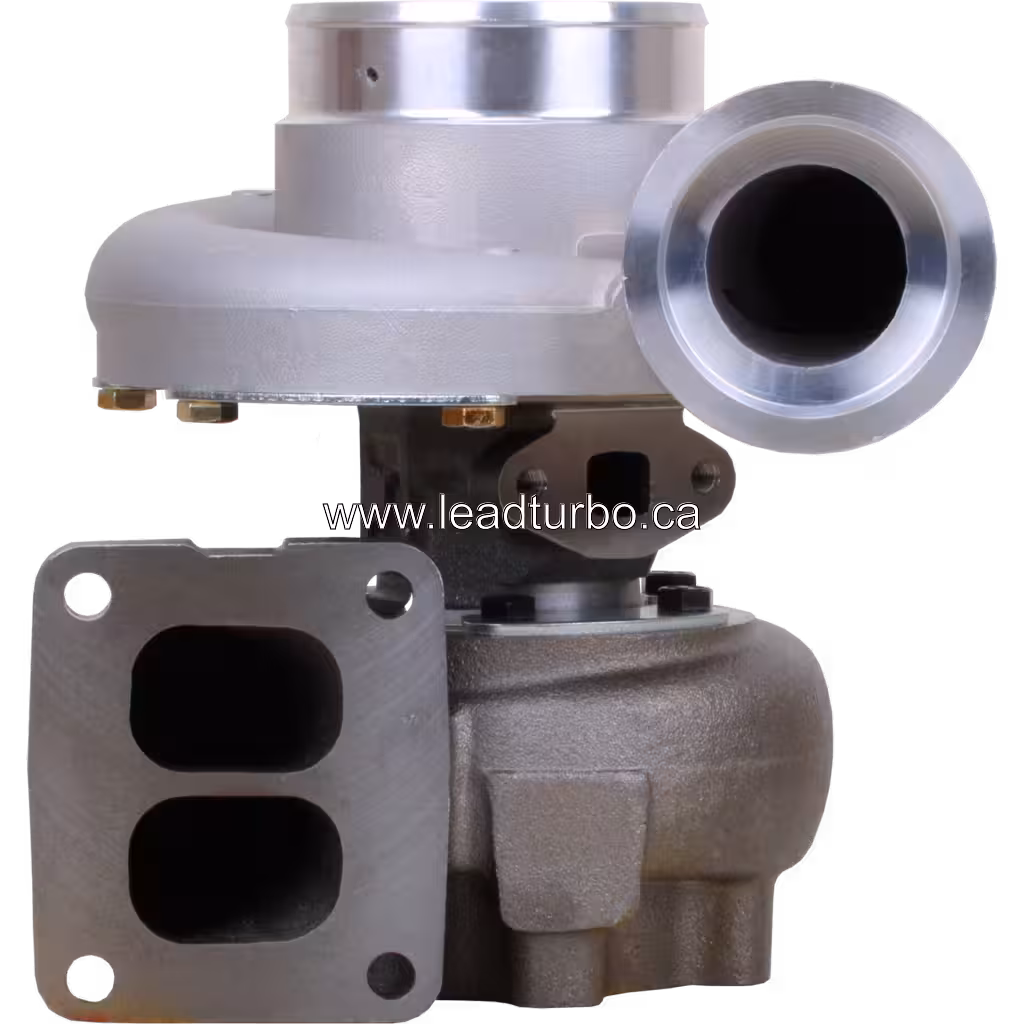 316638 S300 Turbocharger front view with silver compressor housing and dark turbine housing