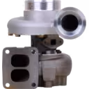316638 S300 Turbocharger front view with silver compressor housing and dark turbine housing