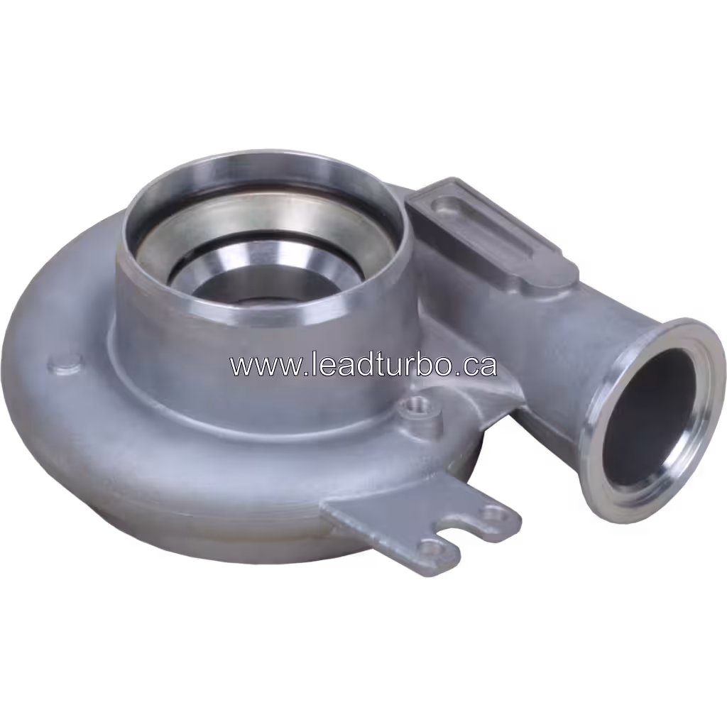 3593255 compressor housing top view with tangential outlet pipe and flange