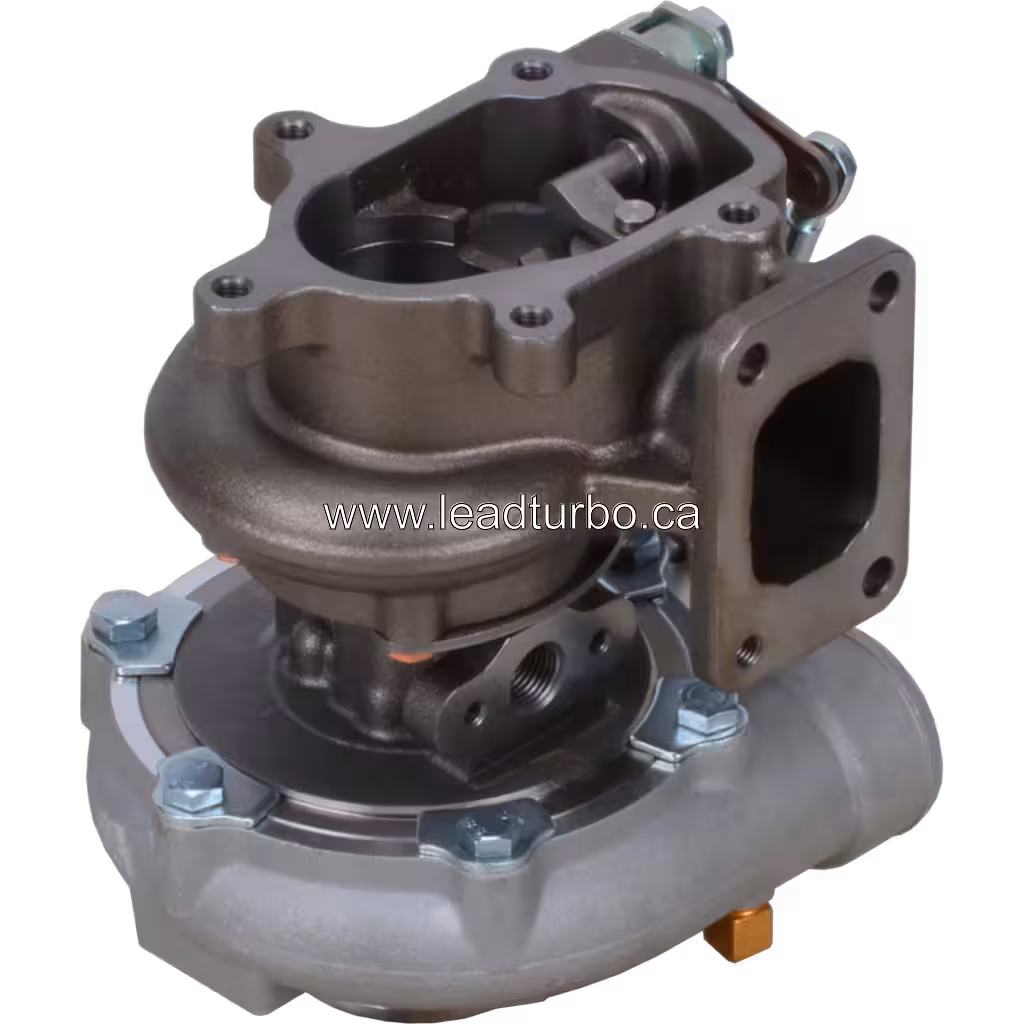 HP60 turbocharger compressor housing and turbine outlet