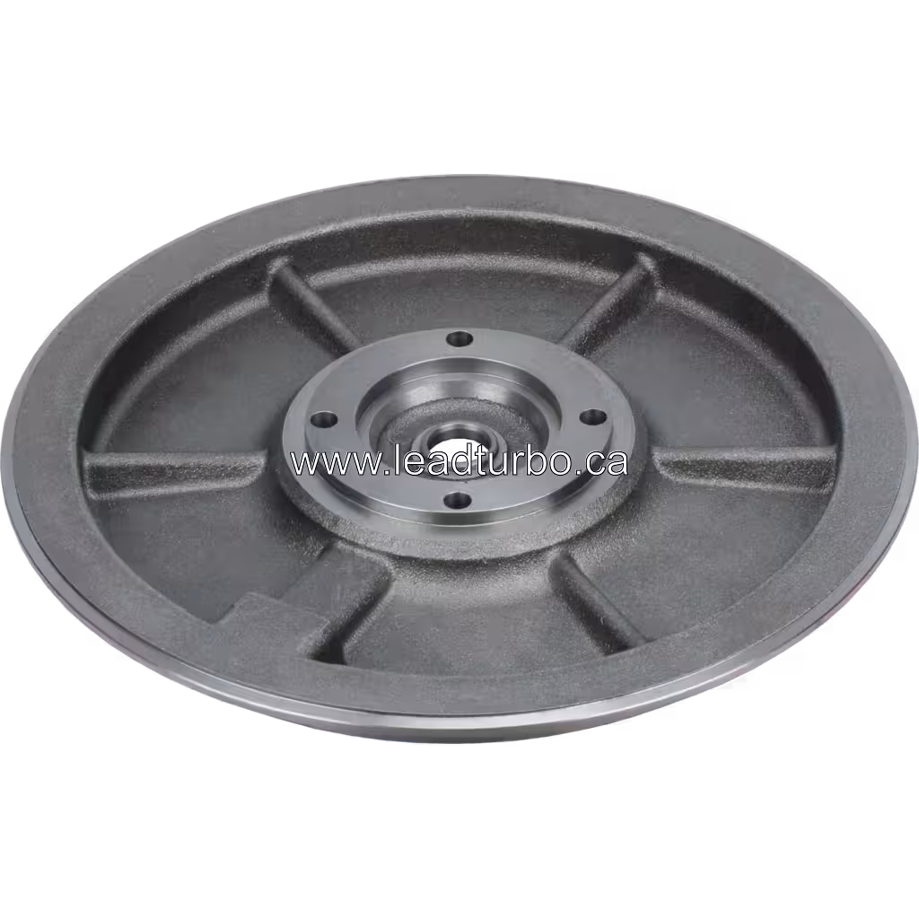 Cummins QSK23 G3 turbo back plate bottom view with radial ribs
