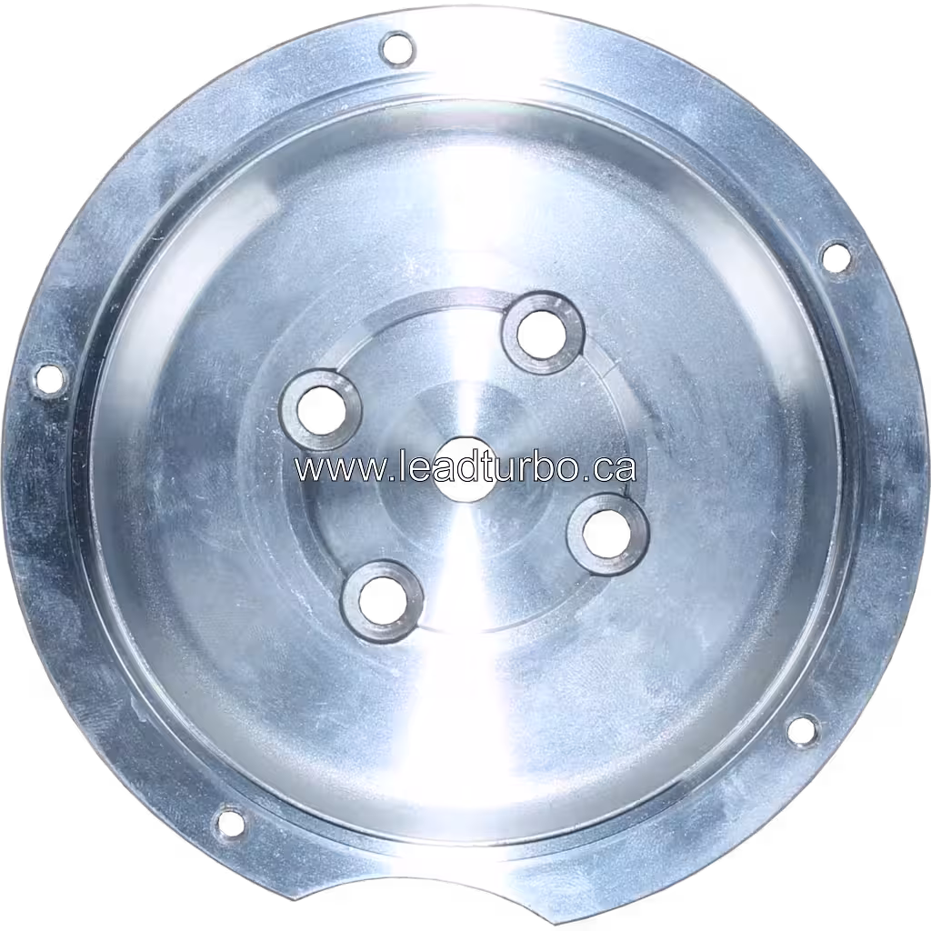 Back plate de turbo J96 avec rebord extérieur cranté et finition métallique argentée