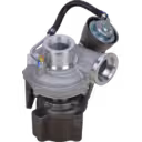 Top 45-degree view of K04-2072DCBHA 5 82 turbocharger with coolant lines