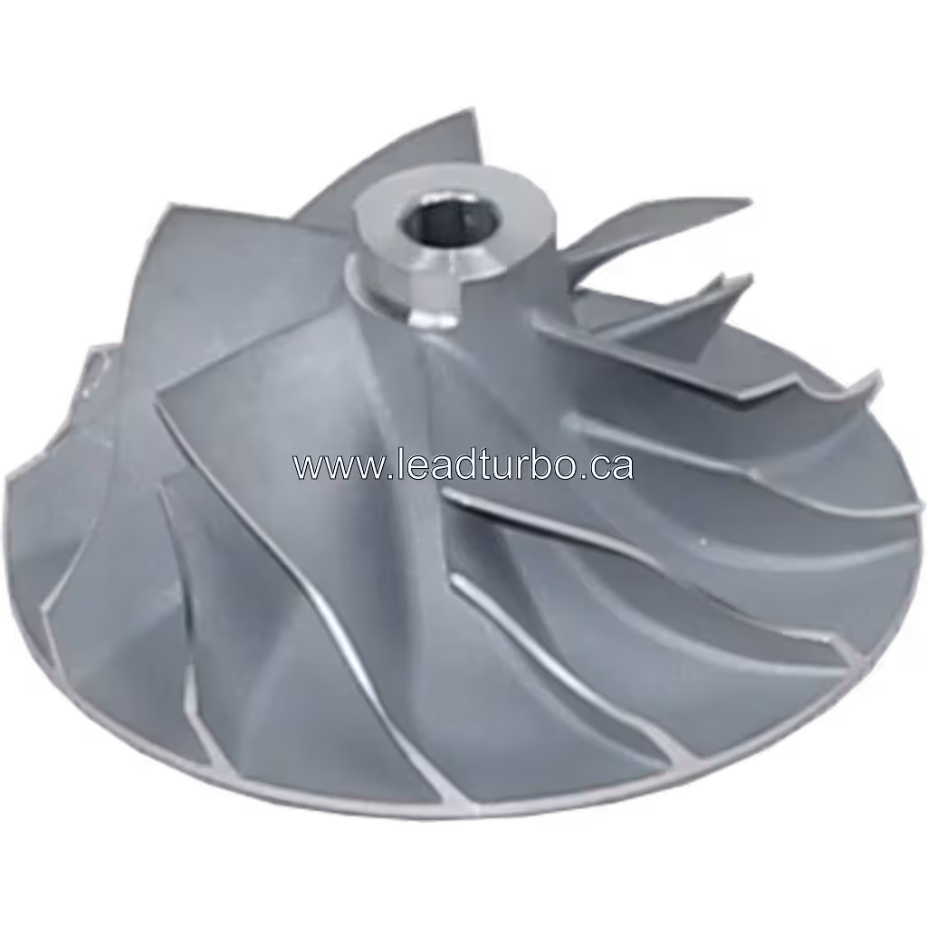 Roue de compresseur VA850013 CW en métal argenté avec aubes courbées, vue de dessus