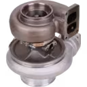 Bottom 45-degree view of 1305469 S4DS turbocharger turbine housing and flange