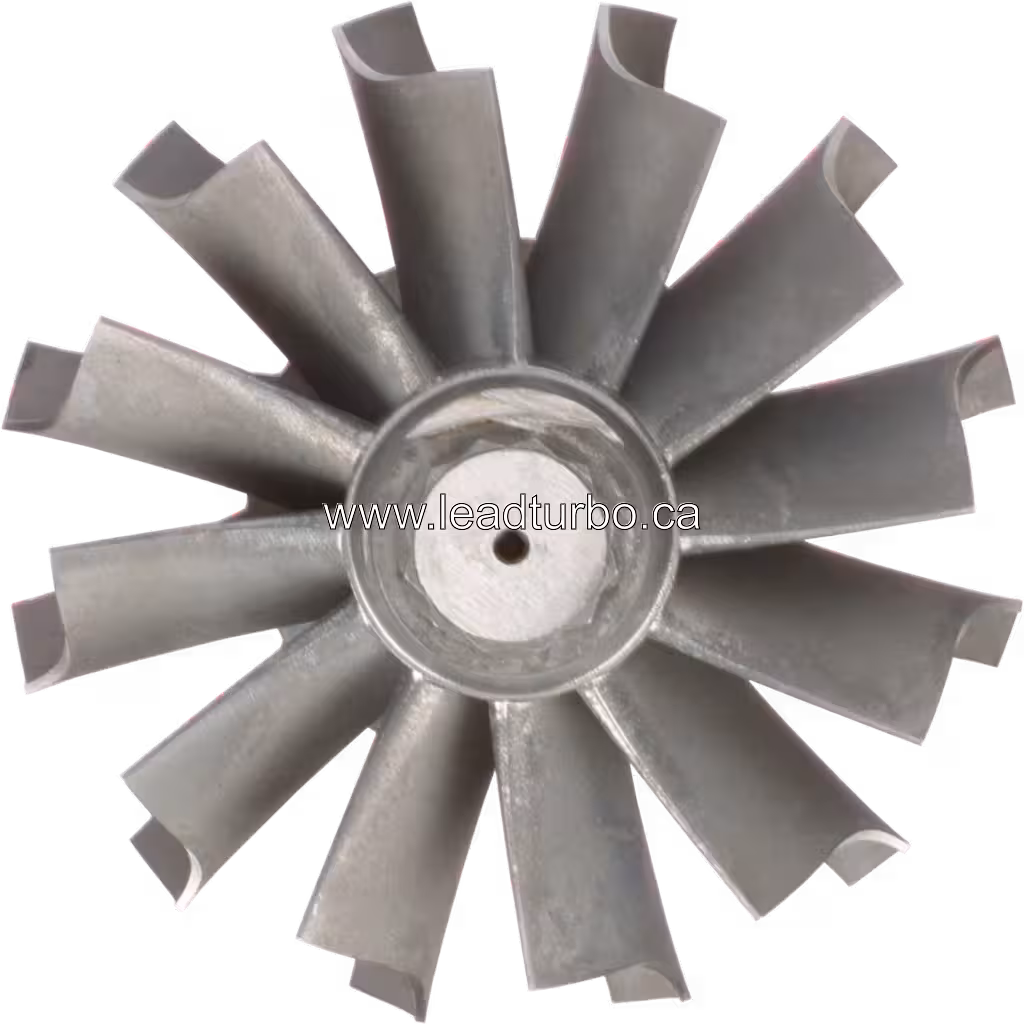 Top view of 199796 turbine wheel showing central bore and shaft