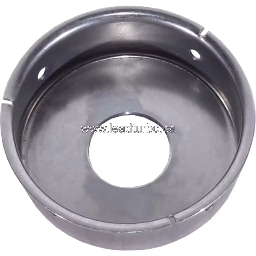 447553-0005 heat shield bottom view with split rim design and matte grey finish