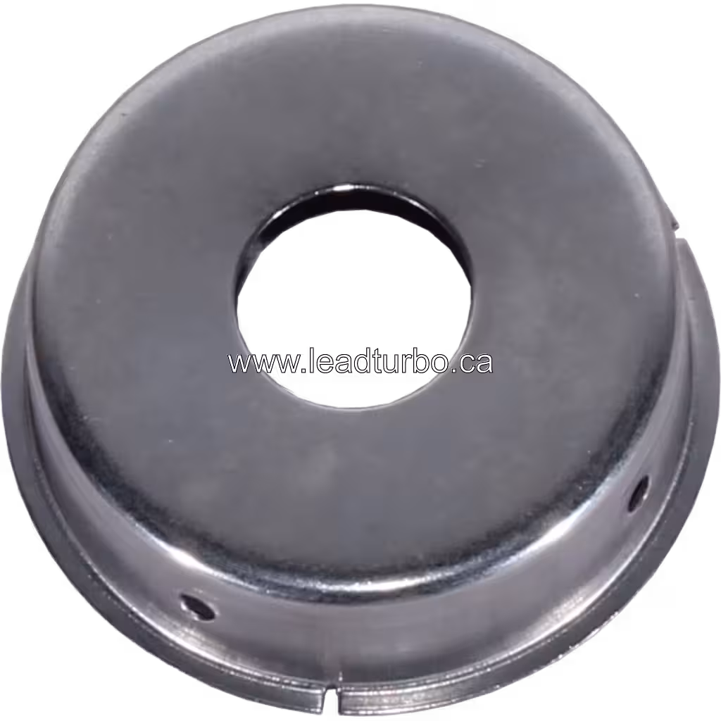 447553-0005 turbo heat shield top view showing circular metal body and mounting holes