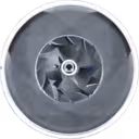 Vue avant du core de turbocompresseur RHE61 FOR 1144003320 avec roue compresseur et turbine
