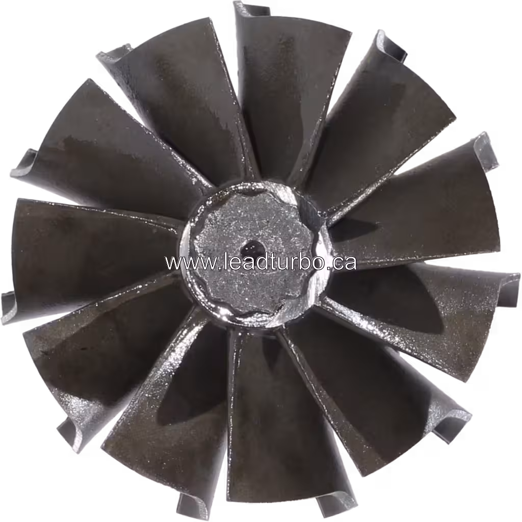Rear view of VA850016 TW turbine wheel showing curved blades