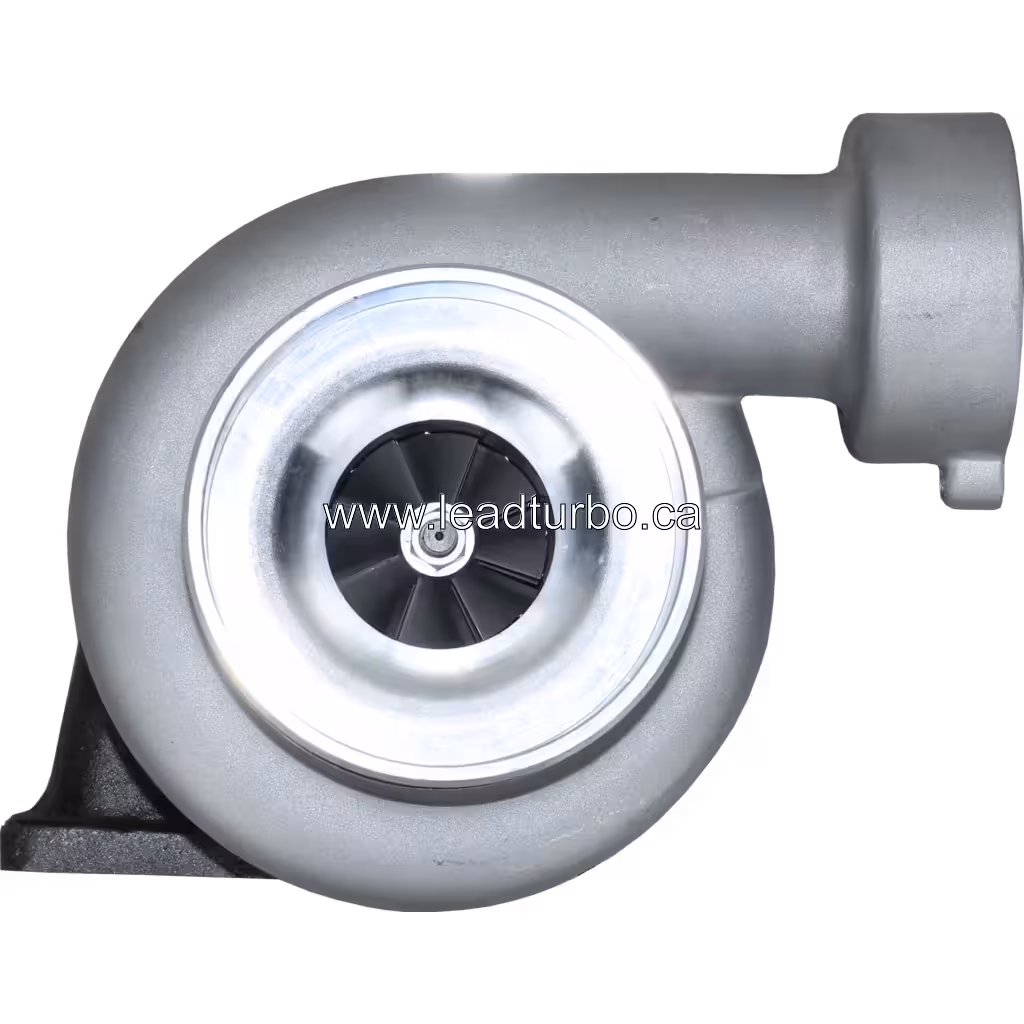 Front view of 179576 4LF555 turbocharger for CAT 3412 showing compressor wheel