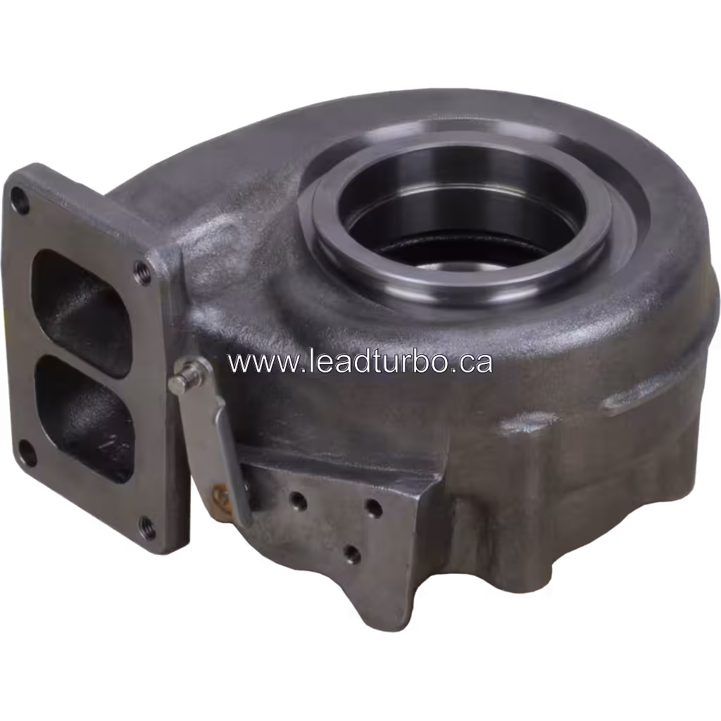 Cast metal turbine housing for Volvo MD13 TIER3 with actuator bracket