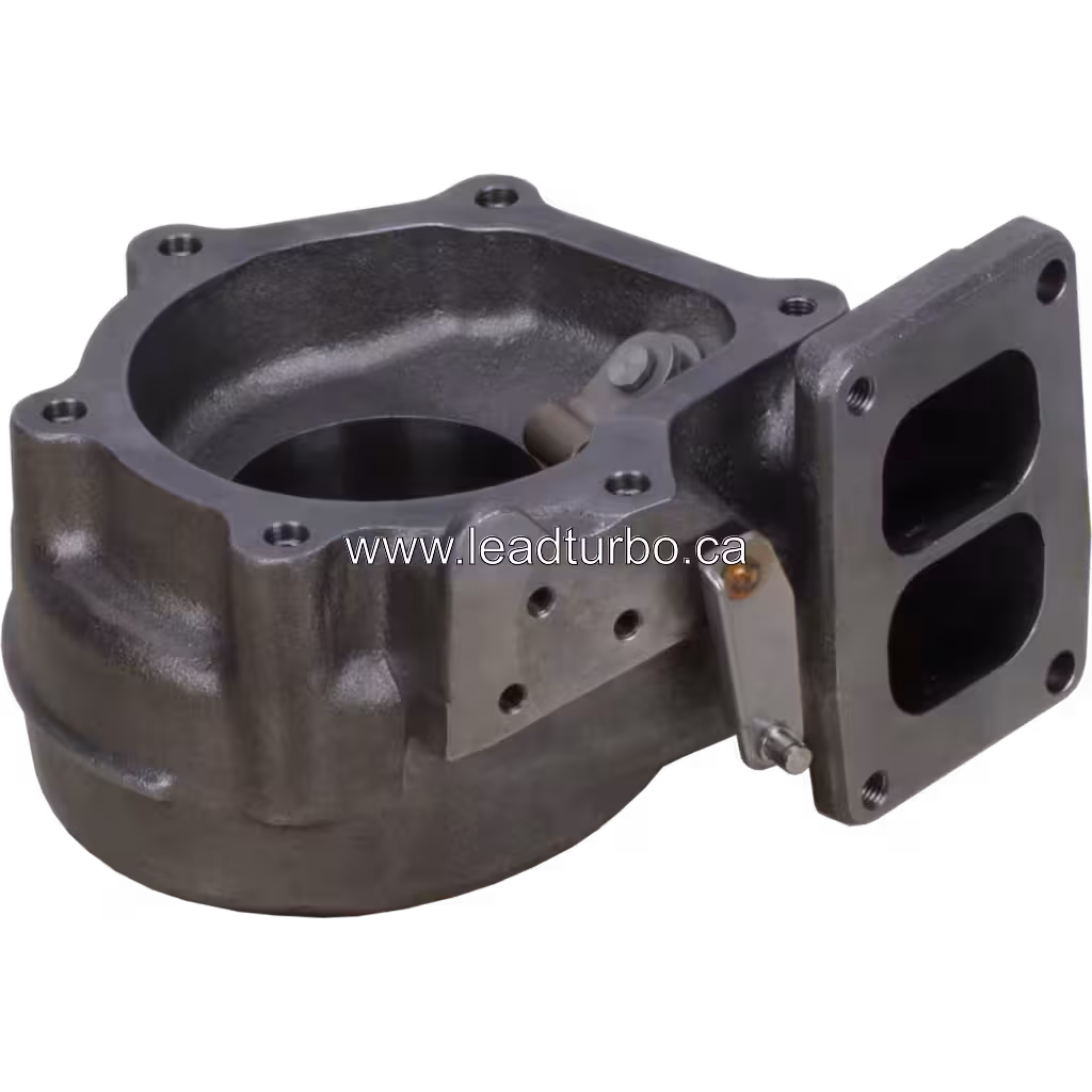 HE551W turbocharger turbine housing top view showing internal spring mechanism