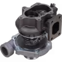 702365-0019 turbocharger bottom view with visible spring mechanism and polished central bearing housing
