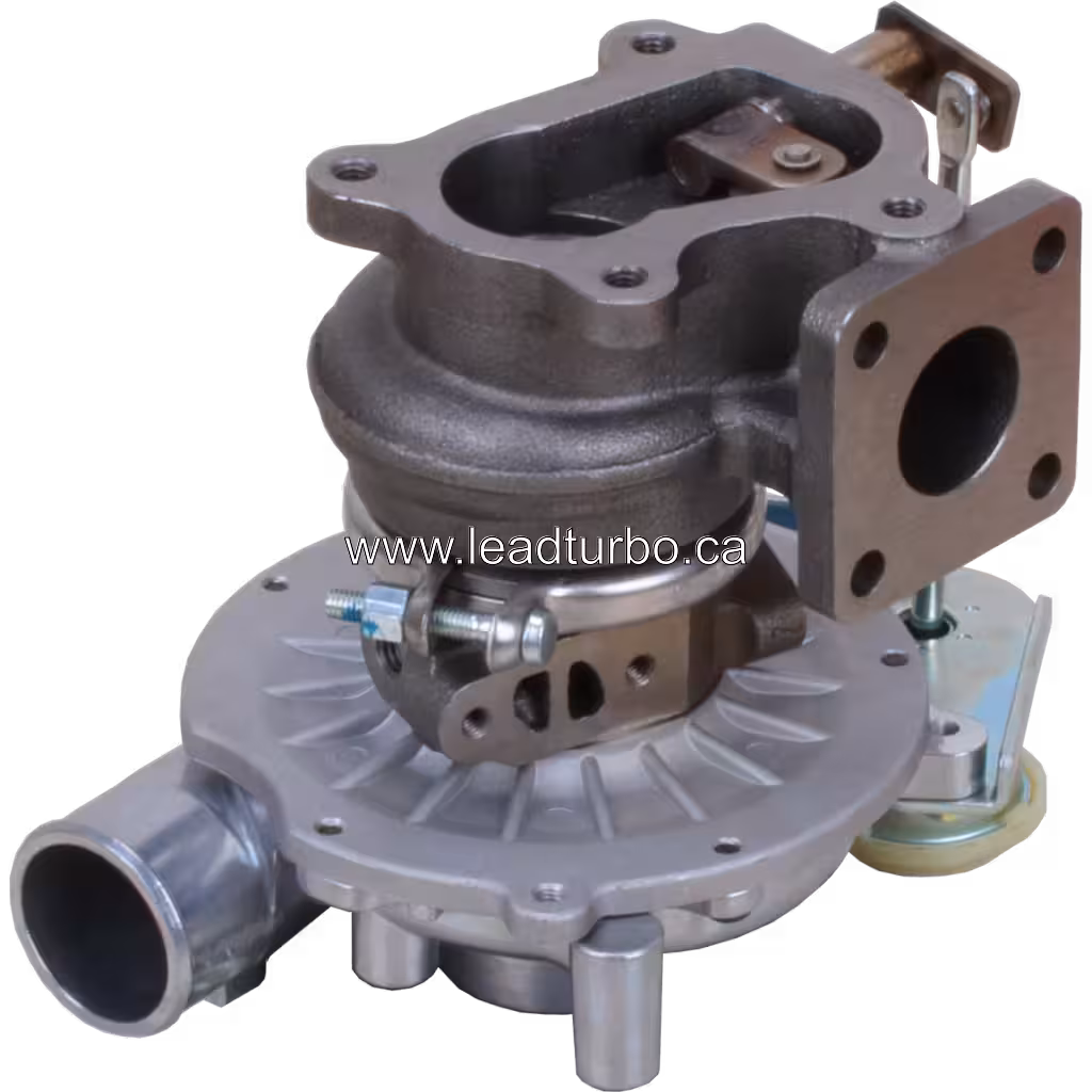 8972402101 turbocharger rear view showing dark turbine housing and square flange