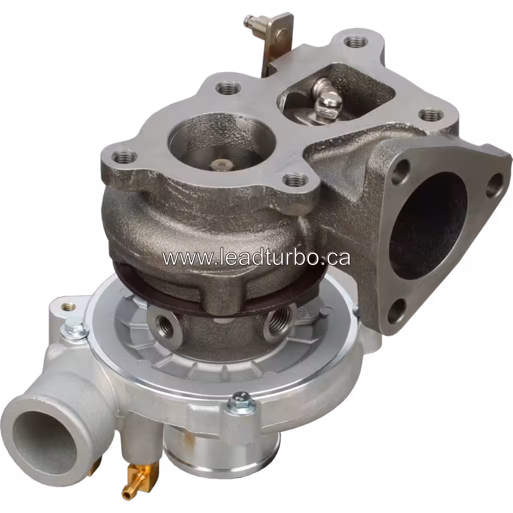 Vue du dessous du turbocompresseur 28200-4B151 montrant l'entrée d'échappement à bride
