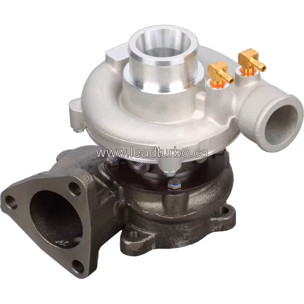 Vue du dessus du turbocompresseur Hyundai D4BF avec raccords en laiton