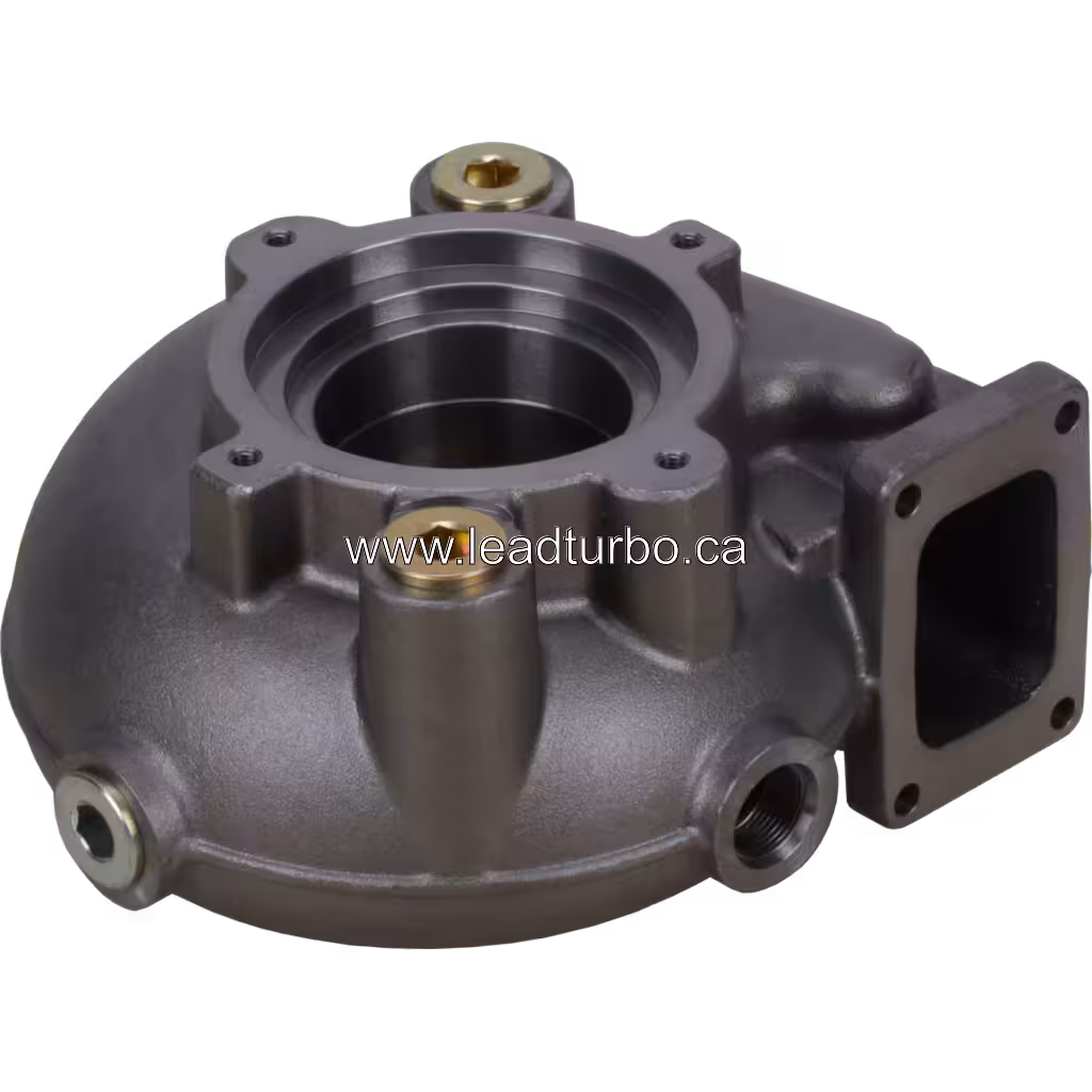 2843504 Cummins K19 turbine housing top view with central circular opening and machined ring