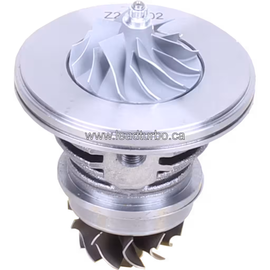 Top view of SJ60F-1 core showing compressor wheel and housing