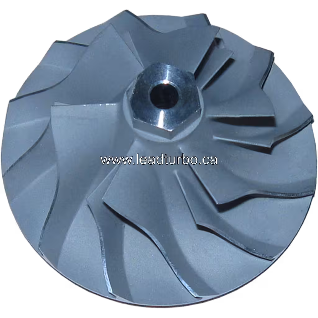 Roue de compresseur 443844-0006 vue de face pour turbo TO4E66