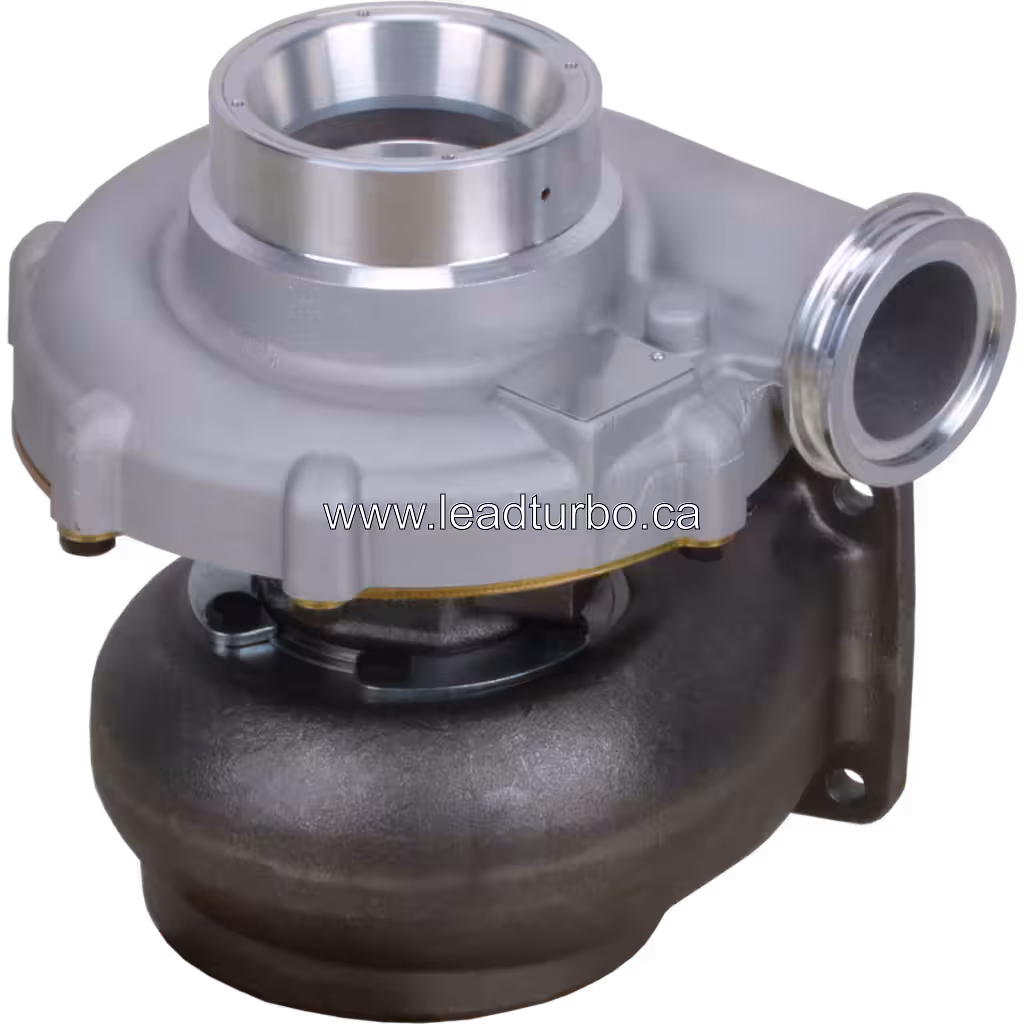 Turbocompresseur MAN D2866LF vue de dessus à 45 degrés avec entrée polie