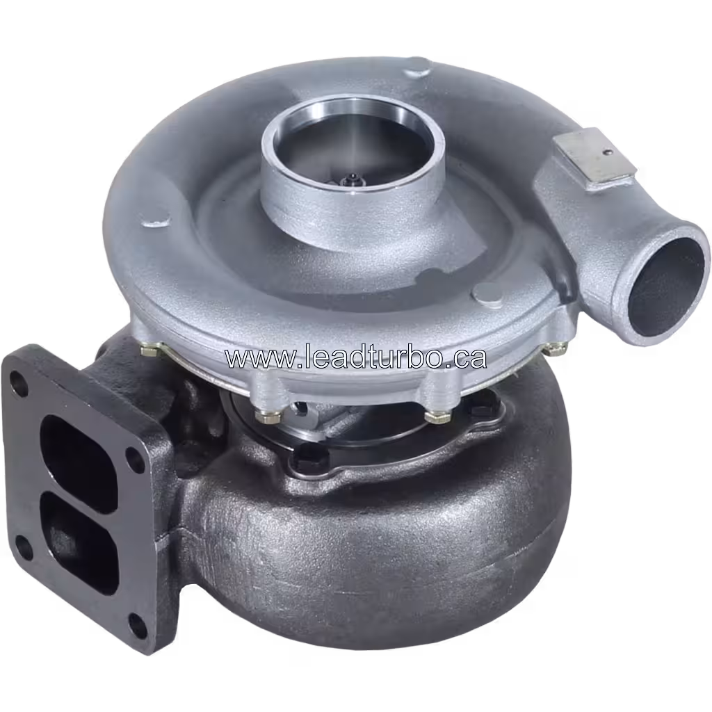 Vue du turbocompresseur 3LM373 montrant la bride d'échappement carrée et l'entrée d'air circulaire