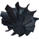 Close-up of 446249-0004 turbine wheel blades and shaft