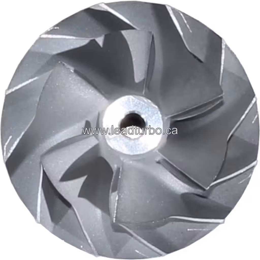 Détail des aubes radiales de la roue de compresseur Hyundai D4CB