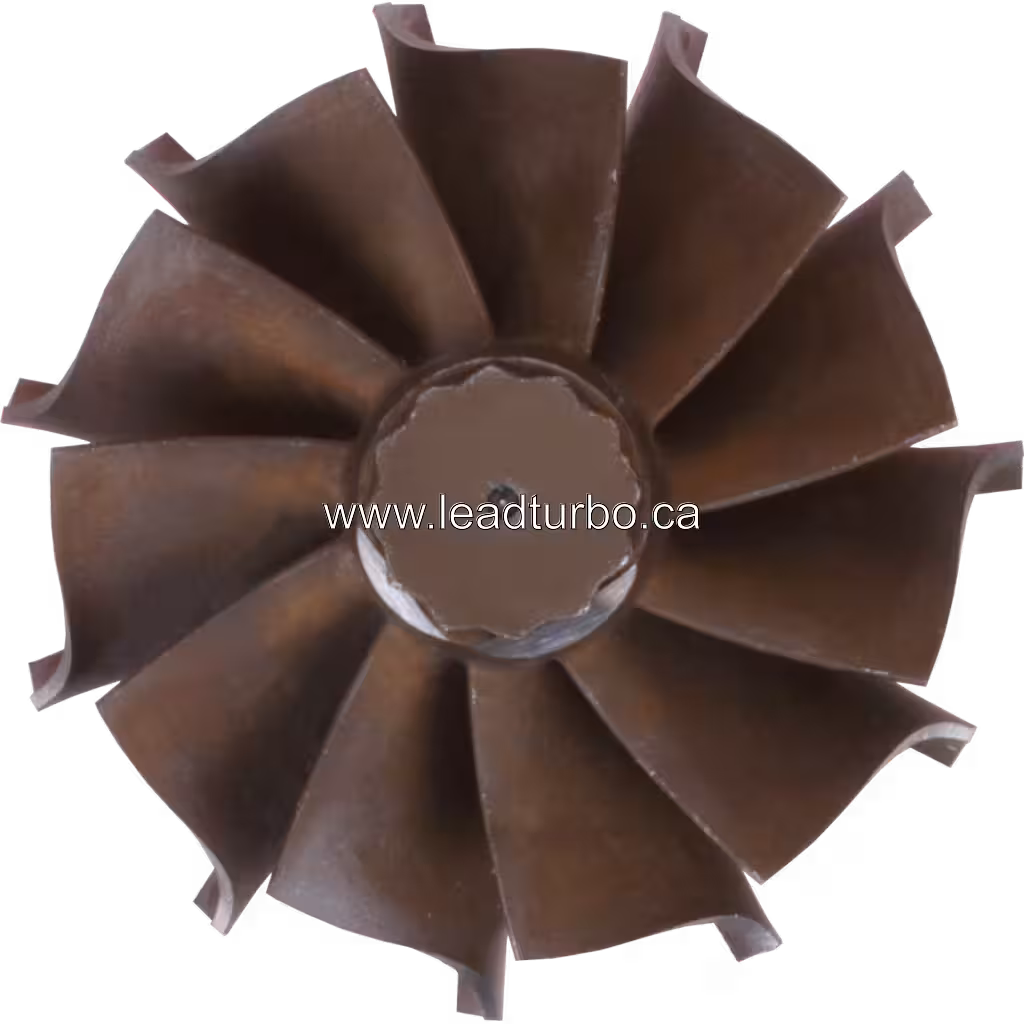 Vue de dessus de la roue turbine J96 avec axe fileté