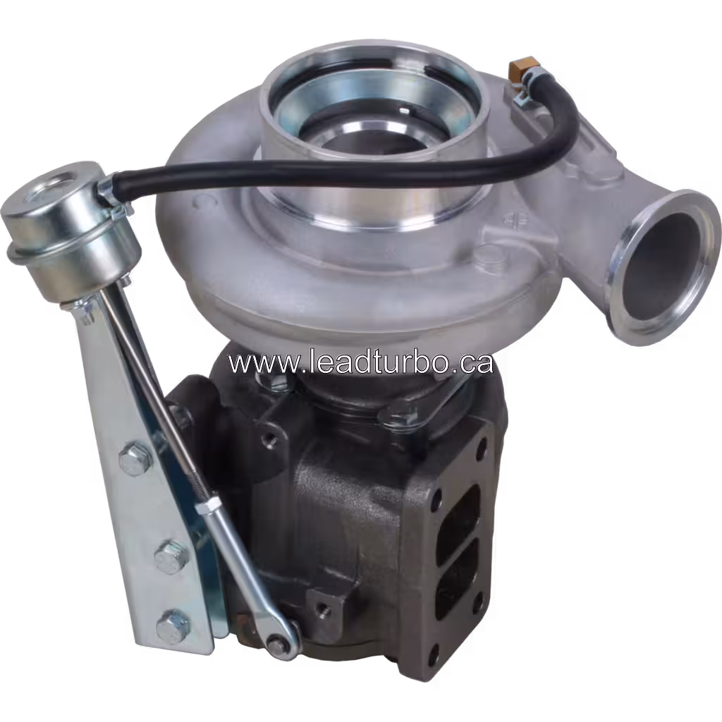 4025327 Turbocharger top view showing two-port exhaust turbine housing
