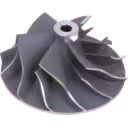 45-degree top view of J96 compressor wheel showing blade sweep