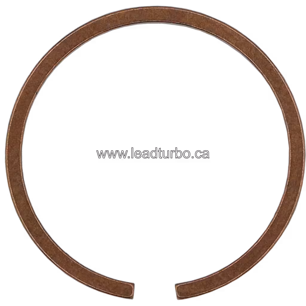Front, angled, and top views of aftermarket turbocharger piston ring