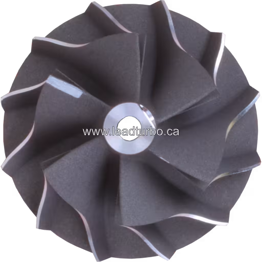 Vue avant de la roue de compresseur J96 FOR 28200-4A470 CW-R avec pales incurvées