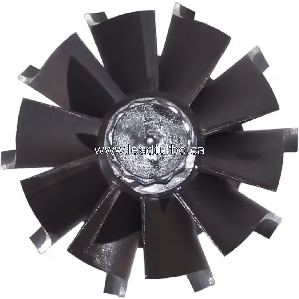 Top-down view of 173314 J96 turbine wheel blades and hub