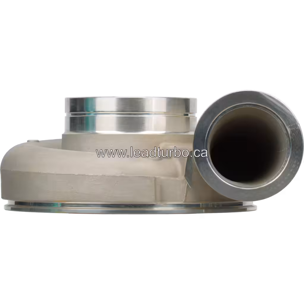 4042673 HE551W compressor housing front view, silver cast metal body
