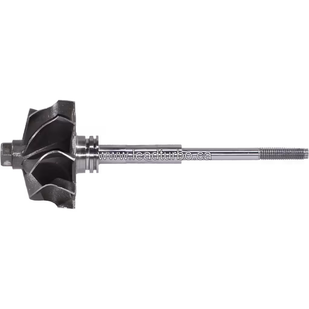 Vue de profil de la roue de turbine 729099-0001 GT1752S avec axe fileté