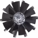 Vue de dessus de la roue de turbine 173314 avec arbre et filetage