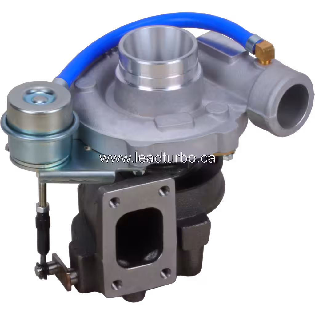 Vue avant du turbocompresseur 738769-0002 montrant la roue compresseur et l'actionneur externe