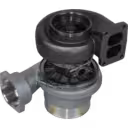 Dark cast-iron turbine housing with two inlet ports on CAT 3406 turbo