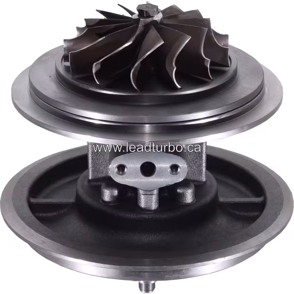 FOR 6505-65-5030 core top view displaying turbine wheel and cast mounting bracket