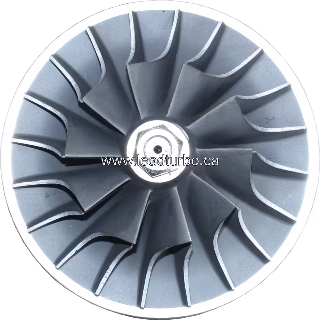 FOR 3801941 ST50 turbocharger core front view showing turbine and compressor wheels