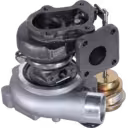 99450704 turbocharger bottom view with turbine housing and mounting studs