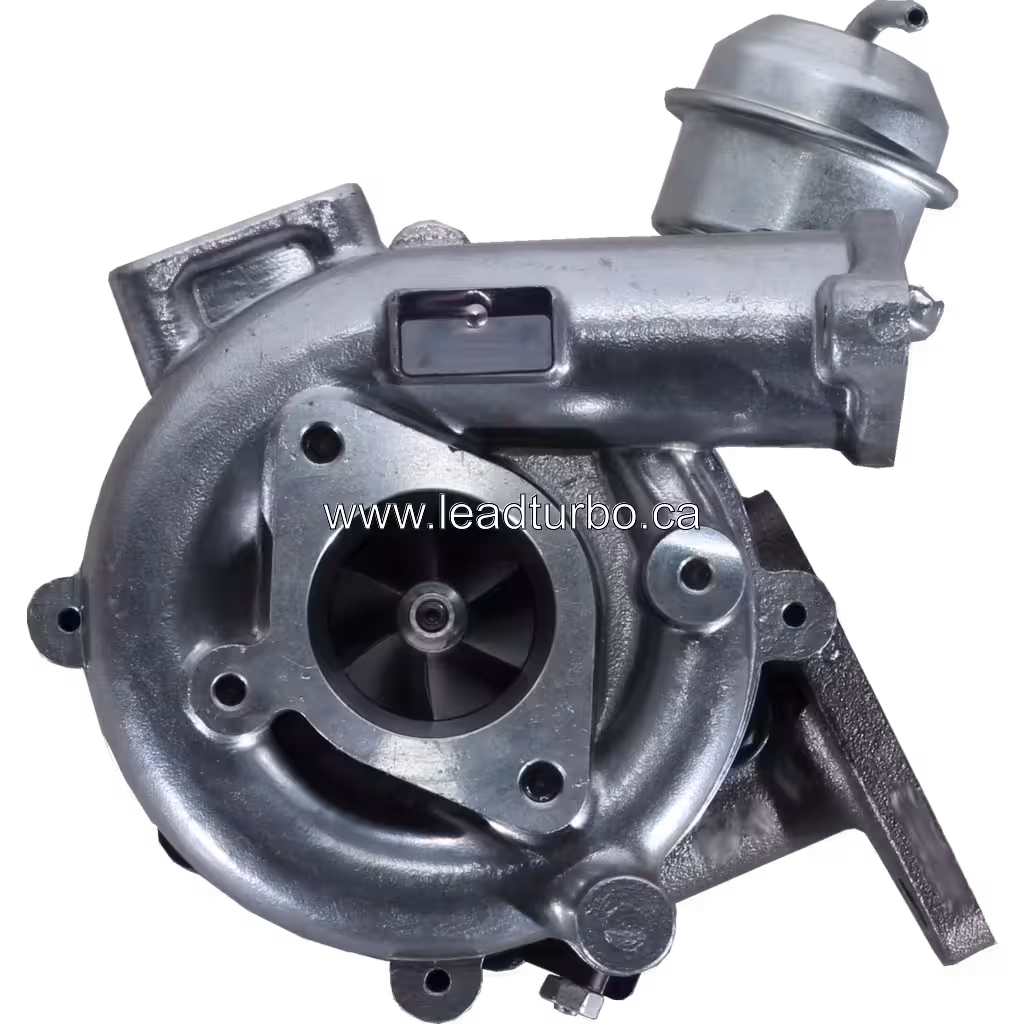Front view of 14411AW40A GT1849V turbocharger showing compressor wheel and inlet
