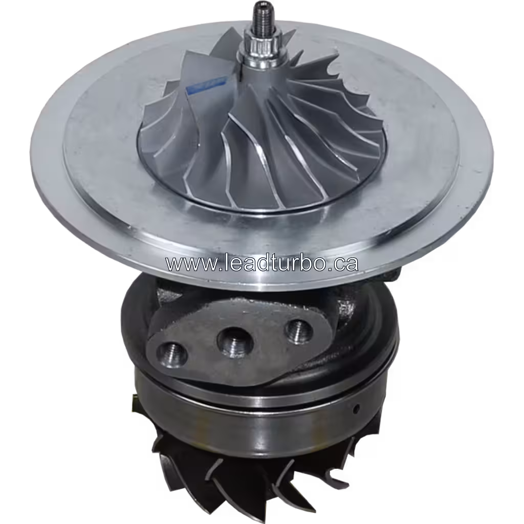 John Deere 6404T turbo core 408105-0023 showing three-hole mounting flange