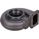 Turbine housing CUMMINS KT38 vue de dessus à 45 degrés, ouverture centrale circulaire et bosselure hexagonale