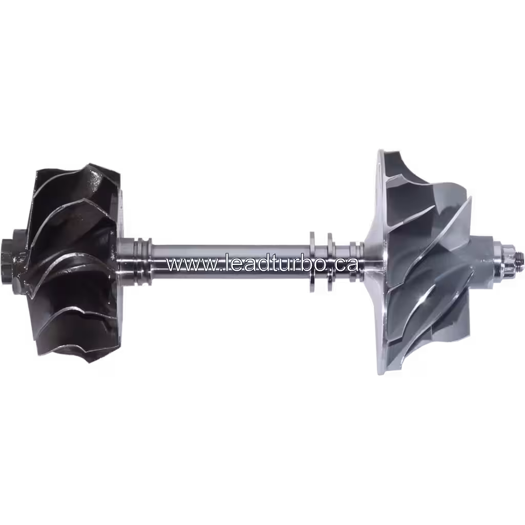Rotor assemblé turbo J96 VA720015 RA avec arbre central et deux impellers
