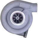 Turbocompresseur HX35 6509100-7080 vue avant avec bride d'échappement à double port