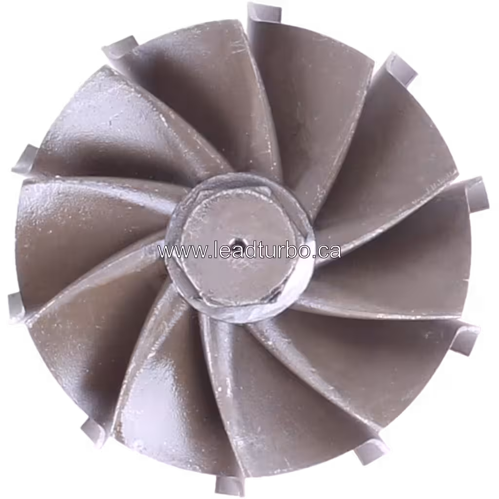Side profile of 0R7135 TW turbine wheel with long shaft for CAT 3176C